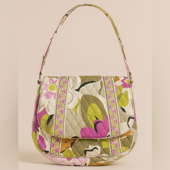 Vera Bradley Handbags - Vera Bradley Portobello Road Large Saddle Up Purple Green Gray Crossbody Bag